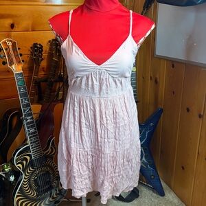 Brave Soul Strappy Floaty Linen Blend Mini Light Pink Dress Side Zip Junior S XS